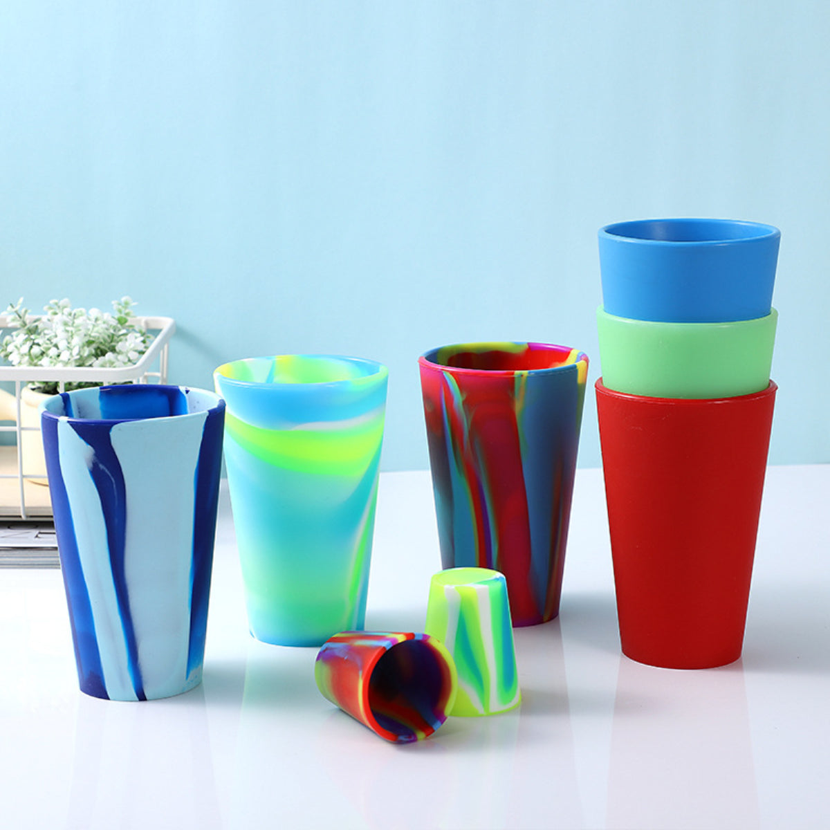 HUPSTL344 16 OZ Silicone Pint Glasses