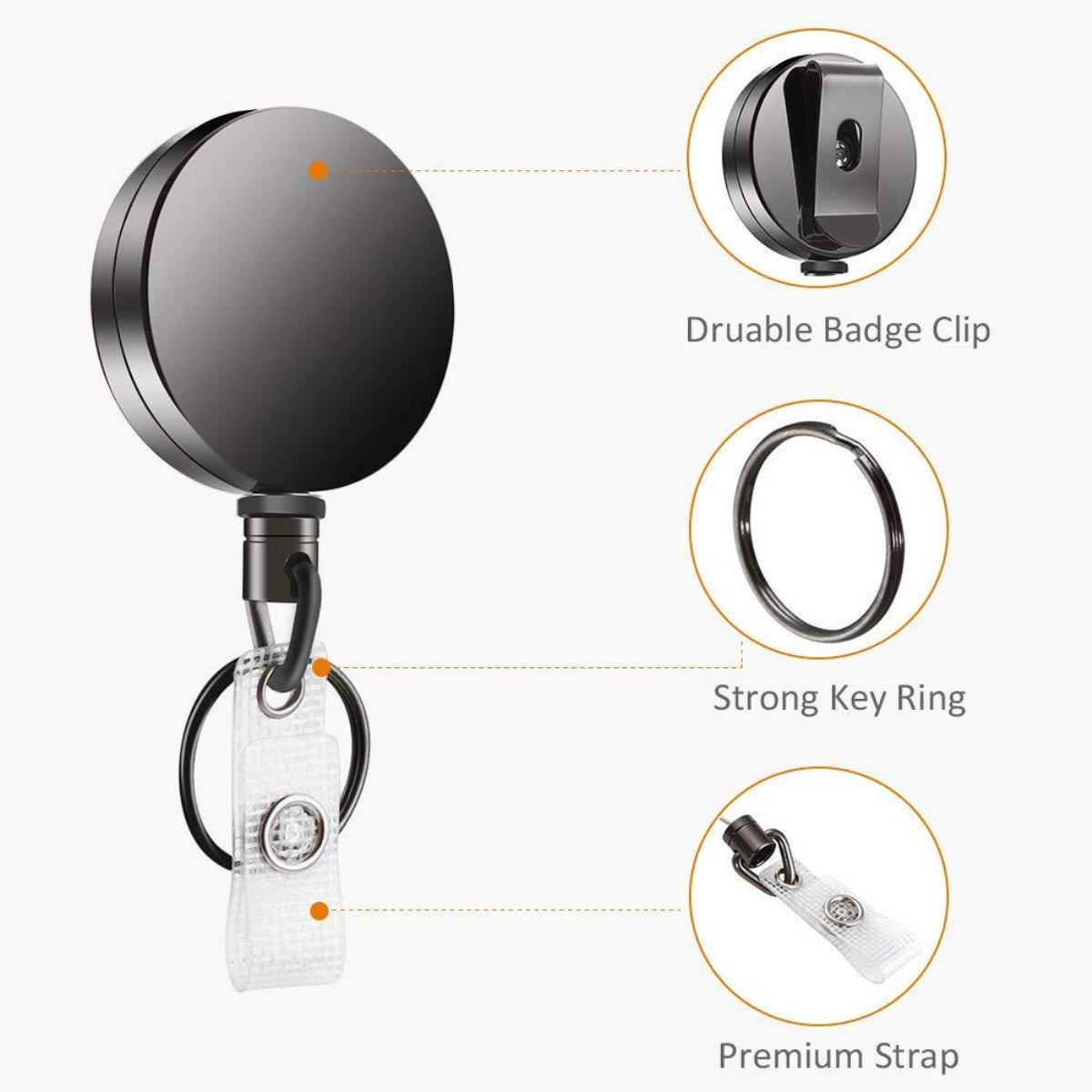HUPSTL346 Retractable Badge Holder Reel
