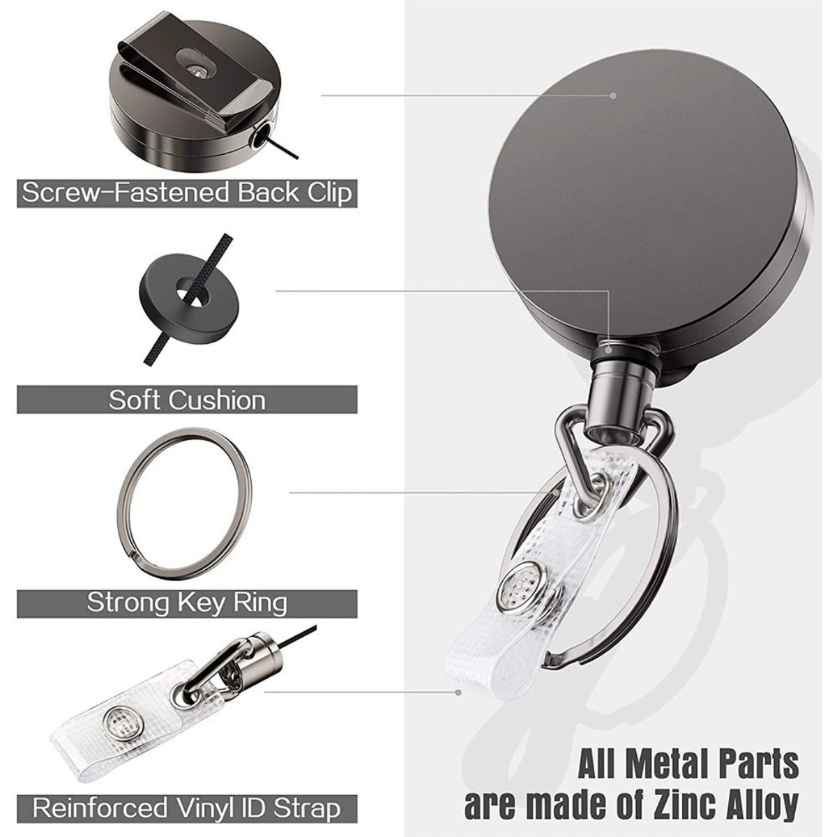 HUPSTL346 Retractable Badge Holder Reel