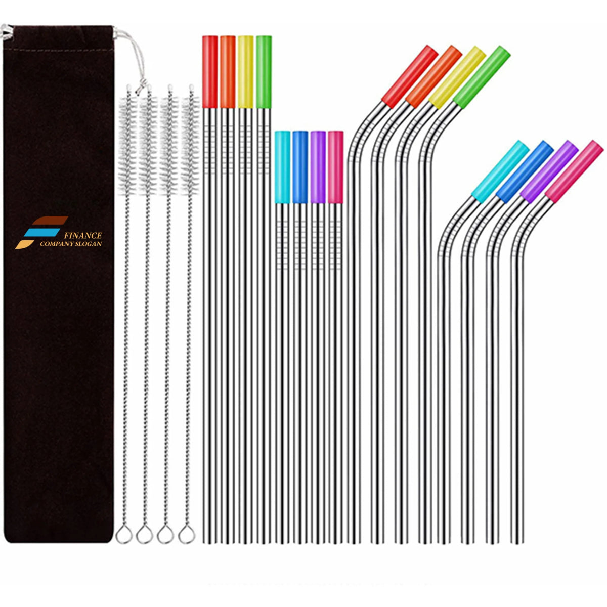 HUPSTL347 Set of 16 Reusable Stainless Steel Straws