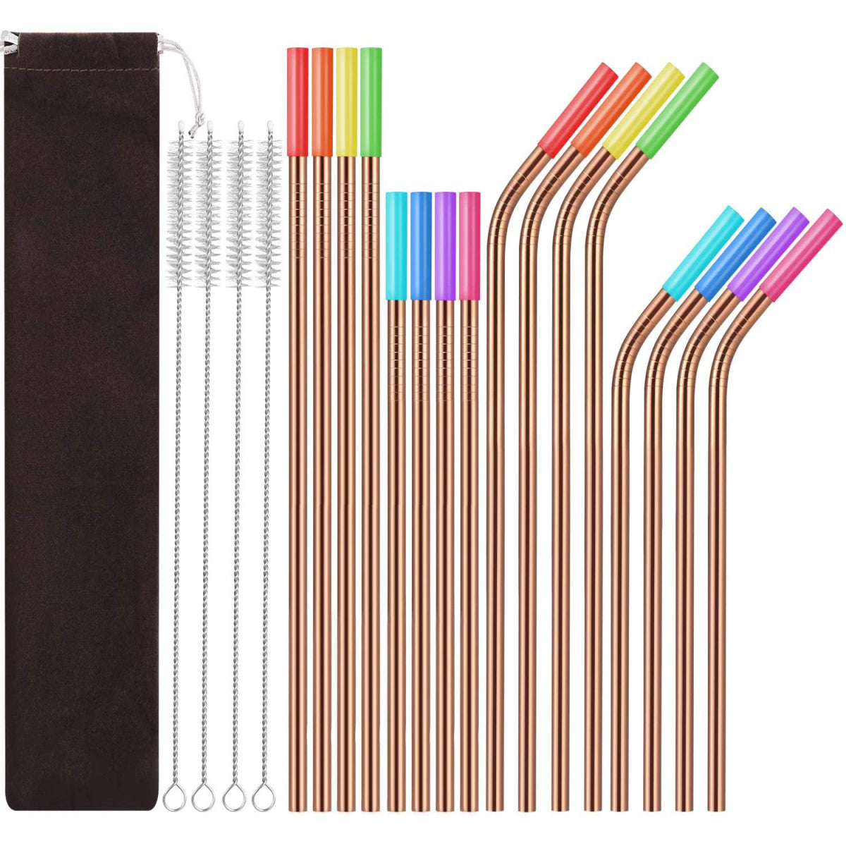 HUPSTL347 Set of 16 Reusable Stainless Steel Straws