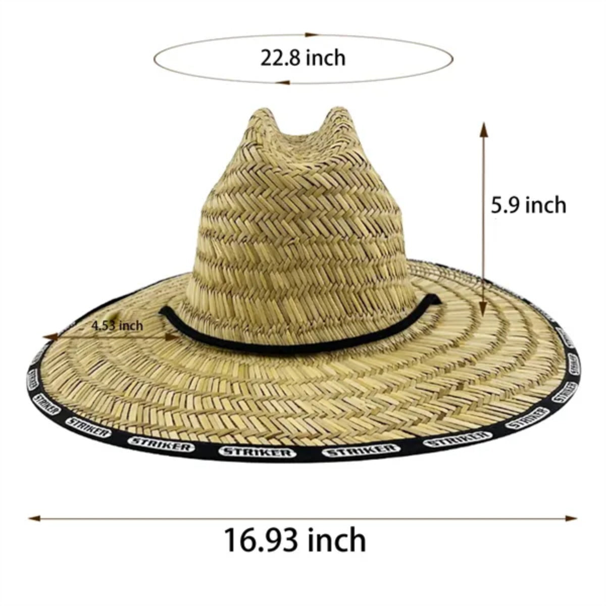 HUPSTL375 Lifeguard Straw Hat + Full Color Underbrim Imprint and Patch