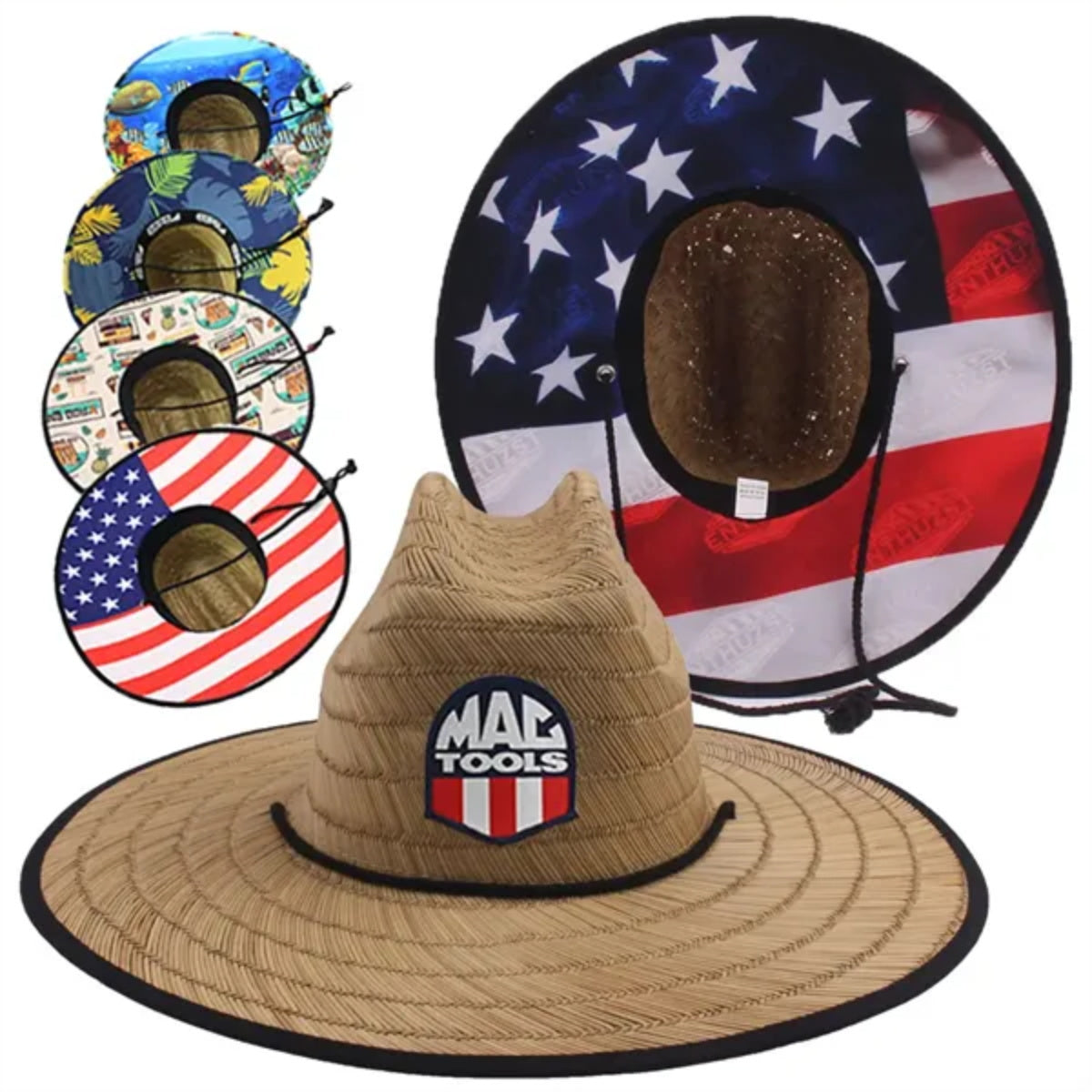 HUPSTL375 Lifeguard Straw Hat + Full Color Underbrim Imprint and Patch
