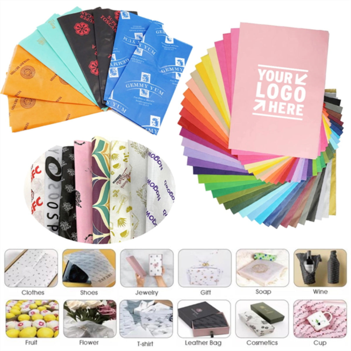 HUPSTL379 20" x 30" Custom Gift Wrapping Paper/ Printed Tissue Paper
