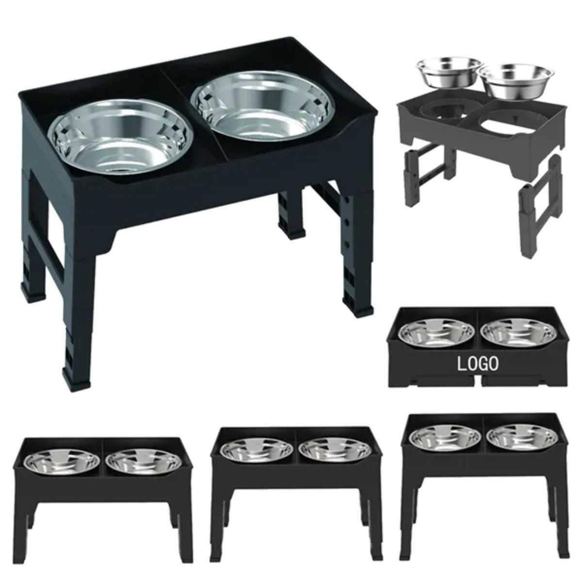 HUPSTL500 Adjustable Height Pet Bowl Dog Cat Splash Proof