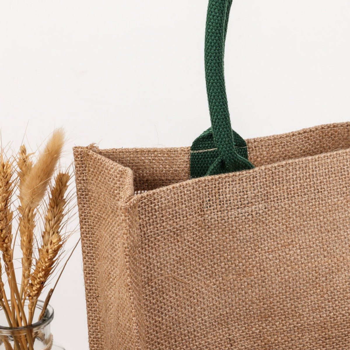 HUPSTL514 Jute Burlap Two Bottle Wine Gift Tote Bag