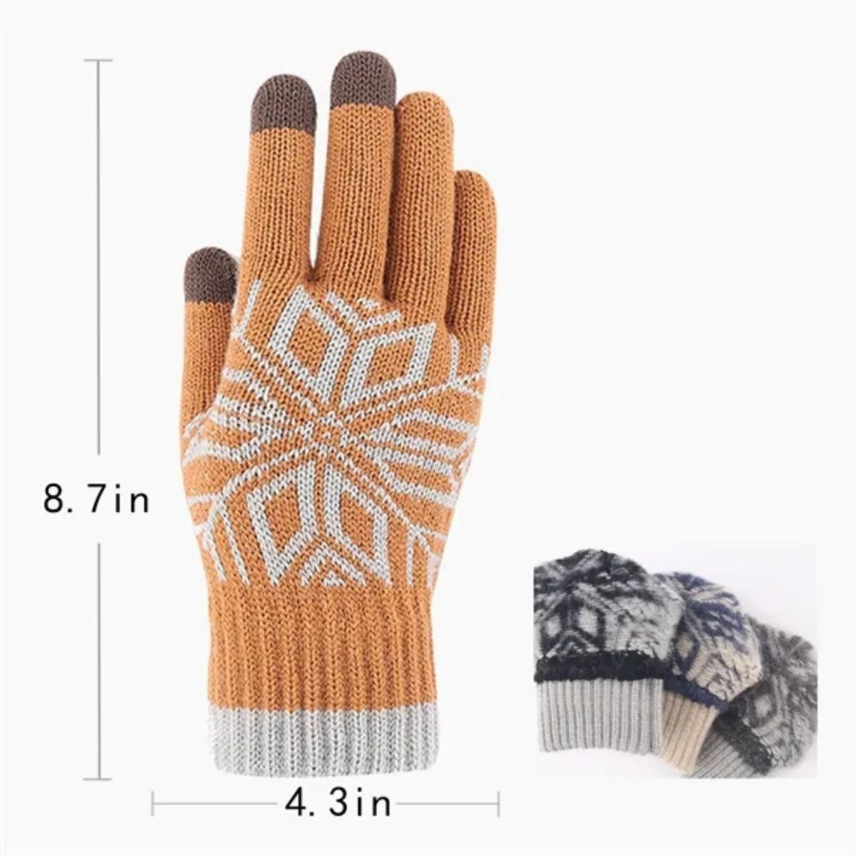 HUPSTL538Snow Pattern Warm Knit Non-Slip Touch Screen Gloves