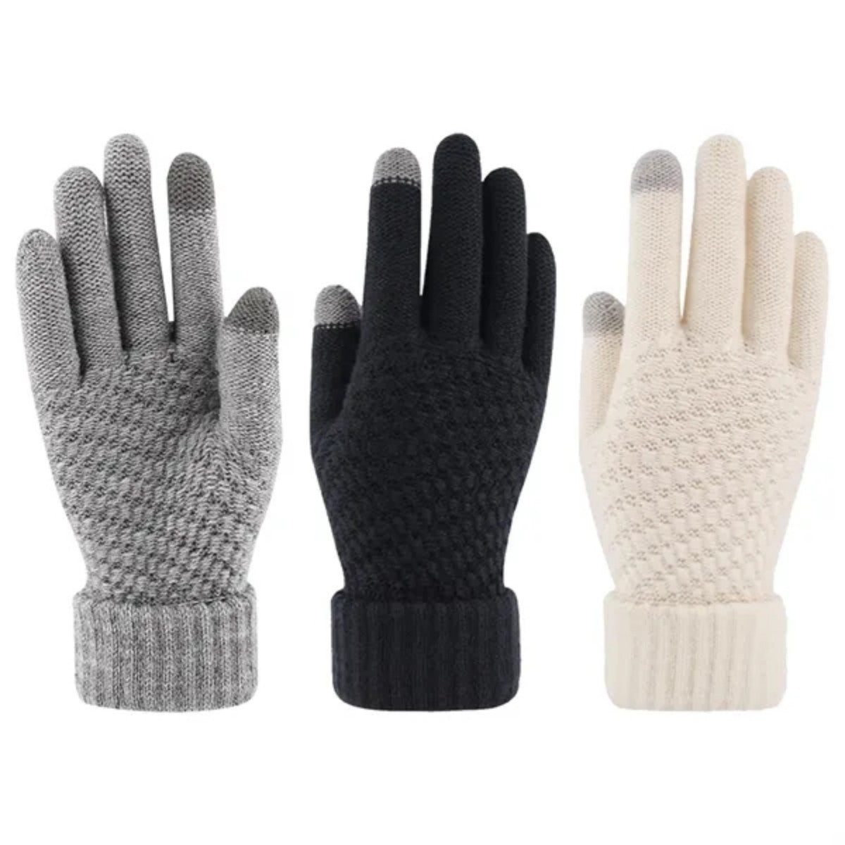 HUPSTL539 Warm Touch Screen Thickened Cold Knit Gloves