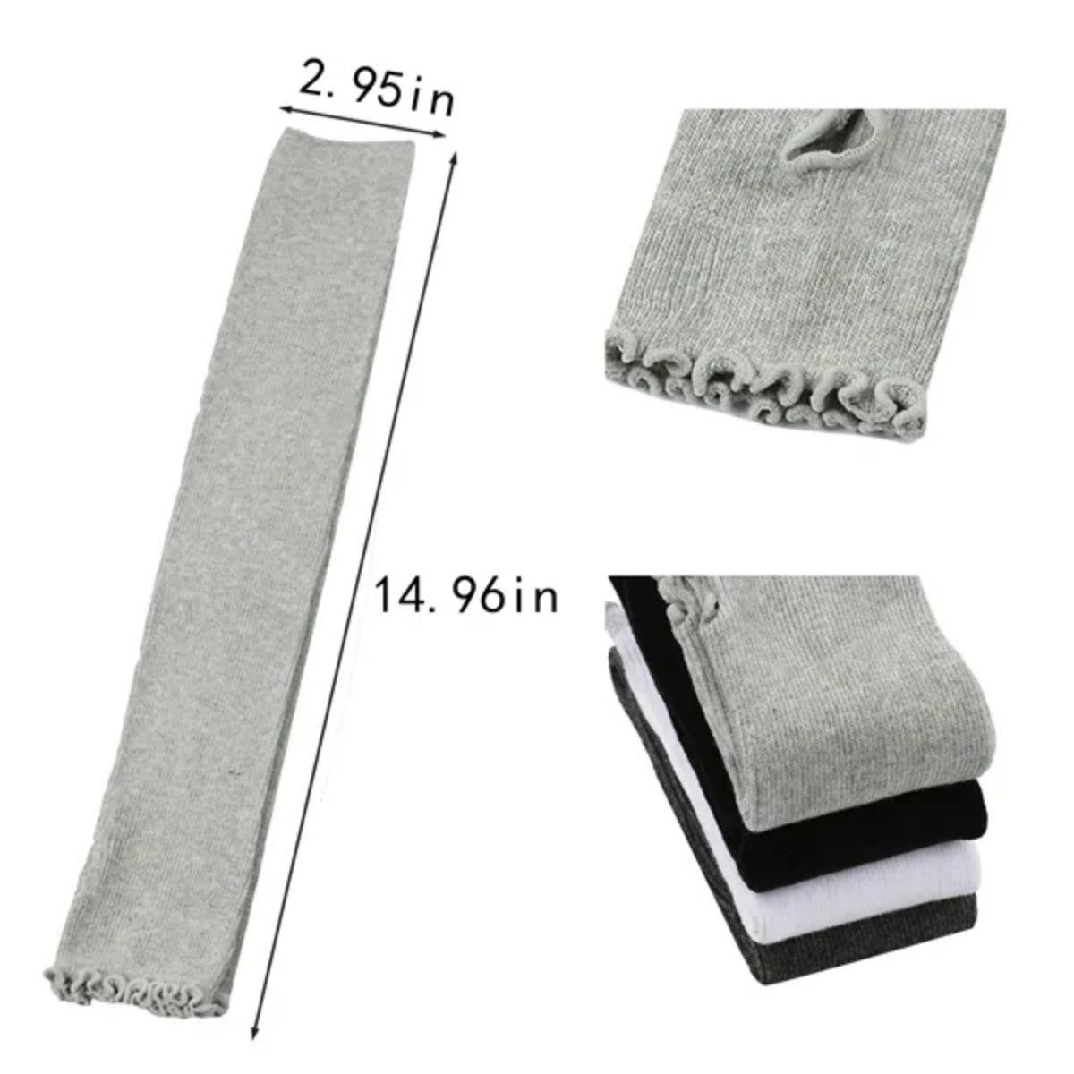 HUPSTL540 Long Half-Finger Gloves Knitted Cotton Ruffles