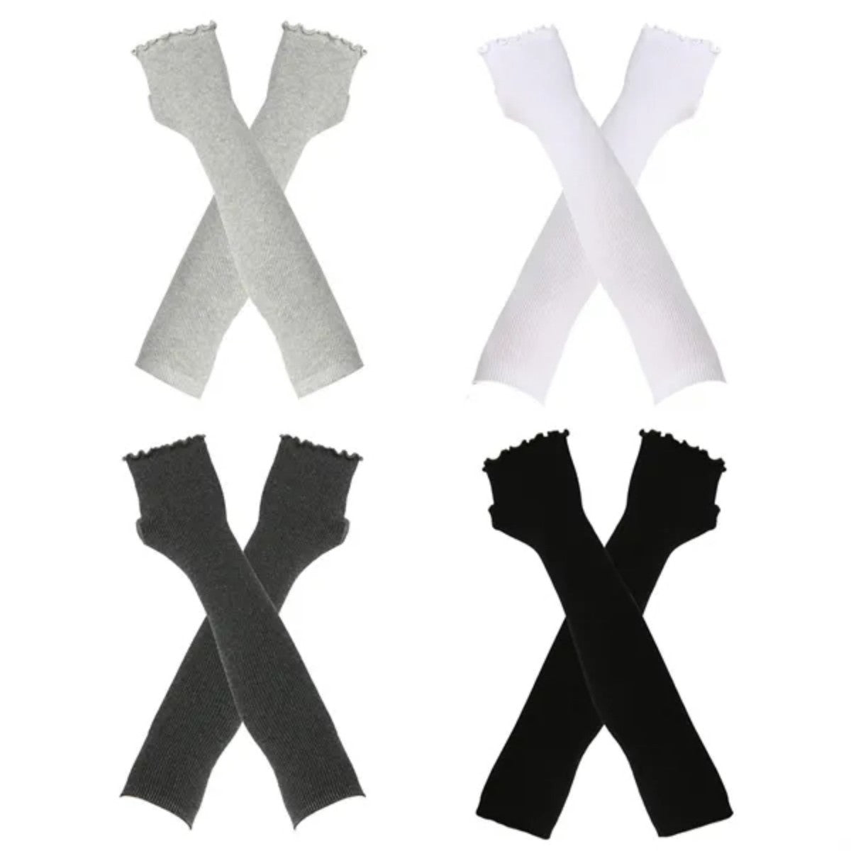 HUPSTL540 Long Half-Finger Gloves Knitted Cotton Ruffles