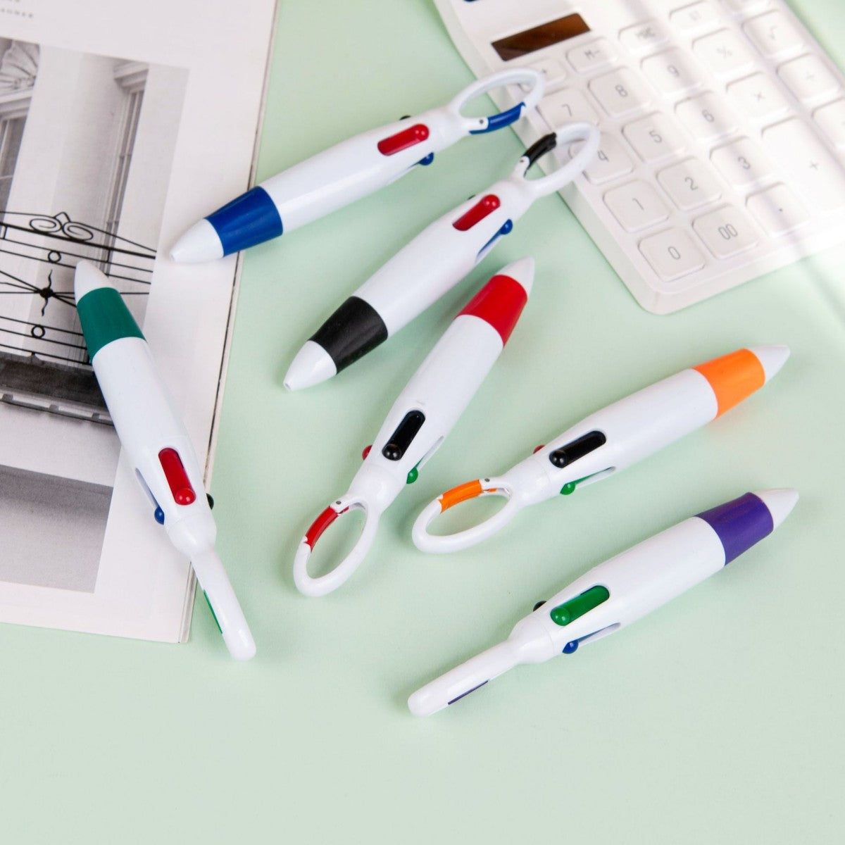 HUPSTL557Four-Color Ballpoint Pen With Anti-Loss Button