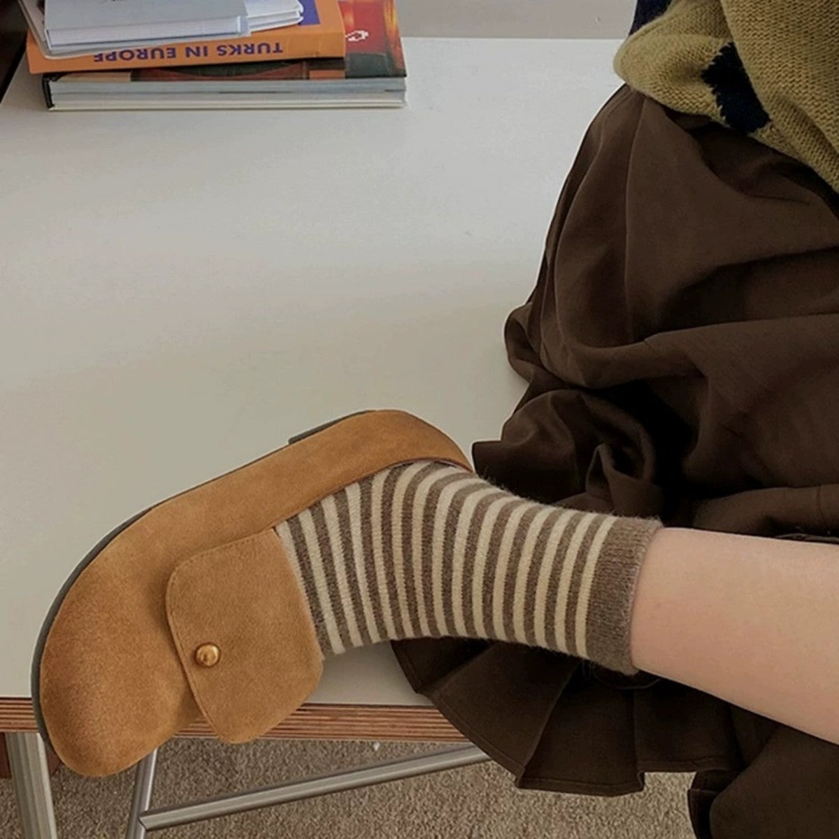 HUPSTL566Striped Socks Cotton Mid-TubeSocks Are Comfortable