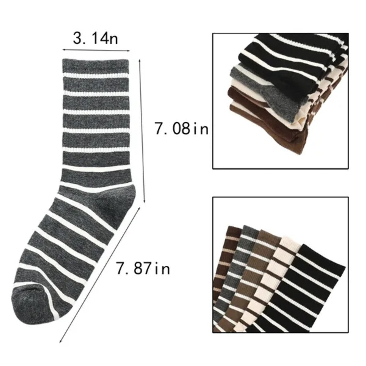 HUPSTL566Striped Socks Cotton Mid-TubeSocks Are Comfortable