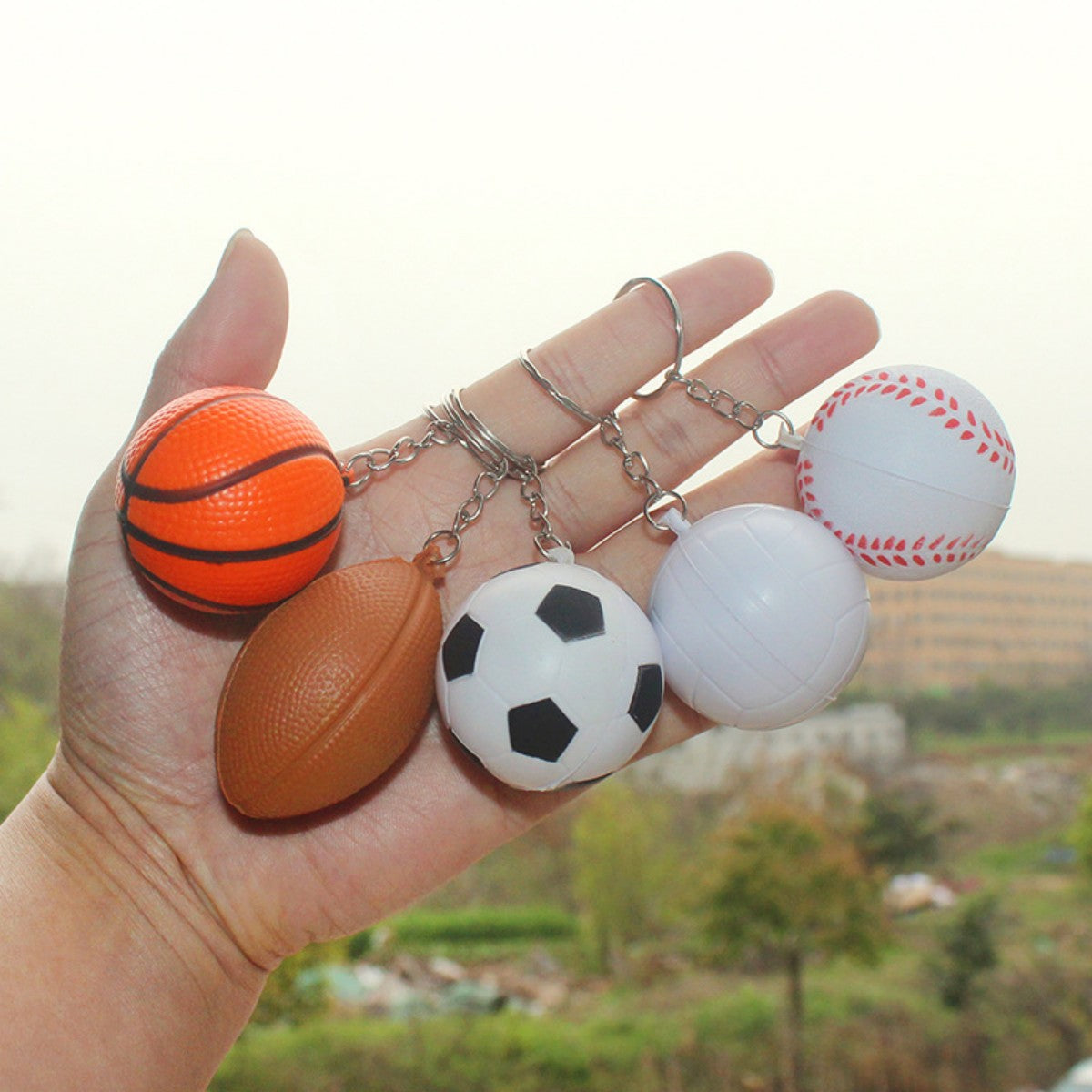 HUPSTL6022in1 Soft Sports Stress Ball Keychain