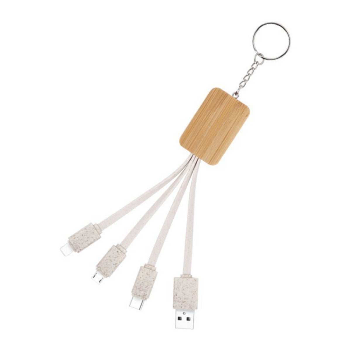 HUPSTL6373 In 1 Bamboo Phone Stand Charging Cable Keychain