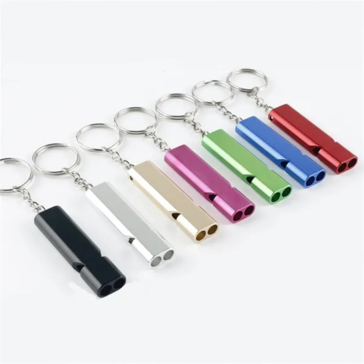 HUPSTL644Double-Tube Aluminum Emergency Whistle With Keychain