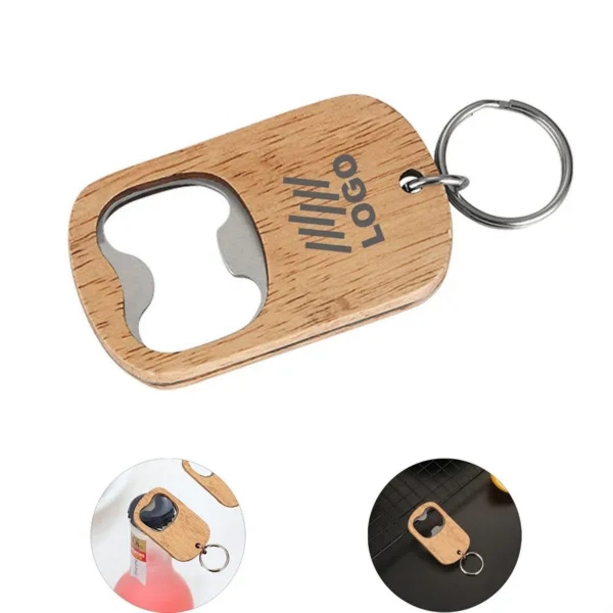 HUPSTL653Portable Wooden Beer Opener Keyring