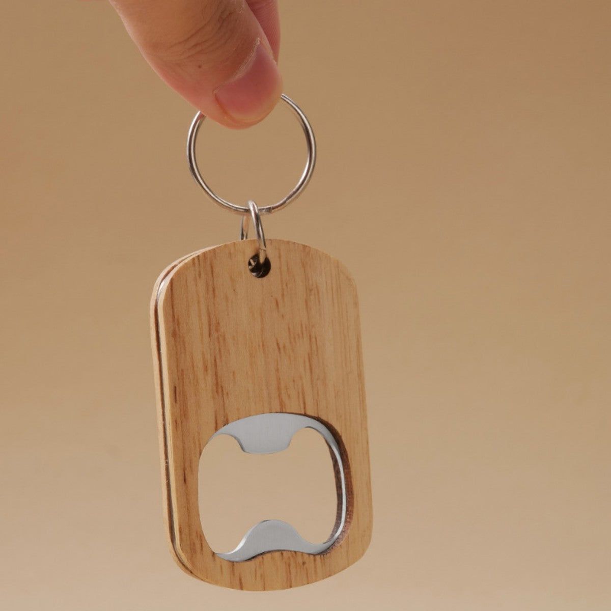 HUPSTL653Portable Wooden Beer Opener Keyring