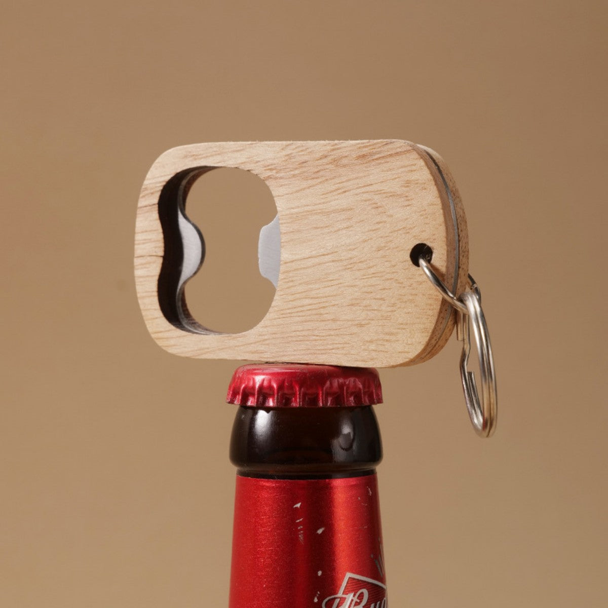 HUPSTL653Portable Wooden Beer Opener Keyring