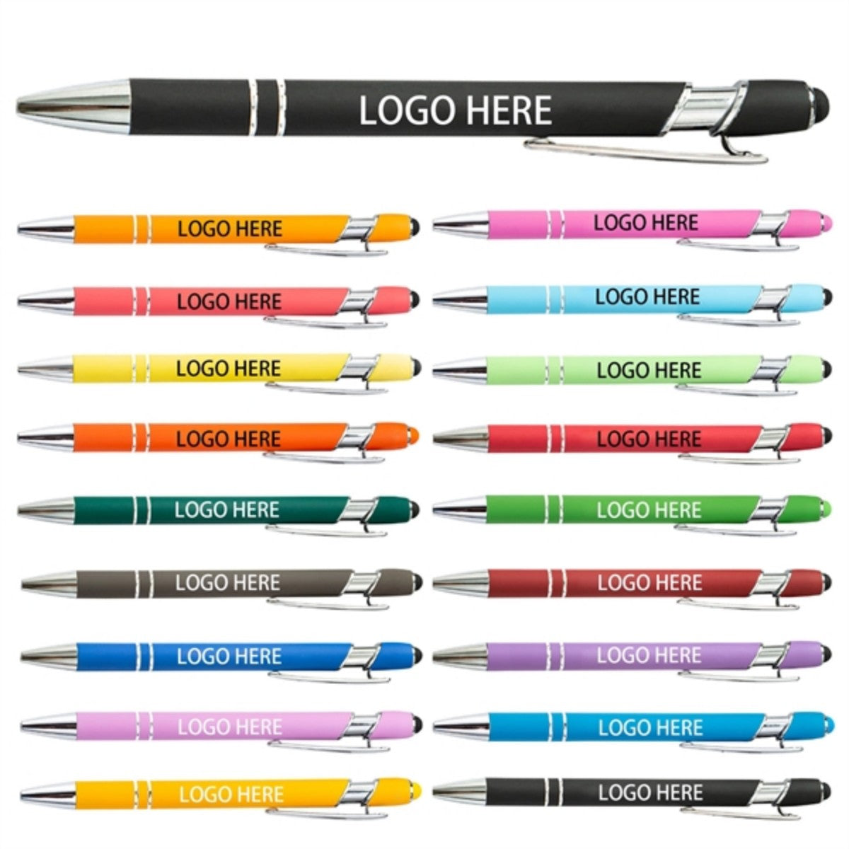 HUPSTL6682 In 1 Colorful Metal Ballpoint Pens With Stylus Tip