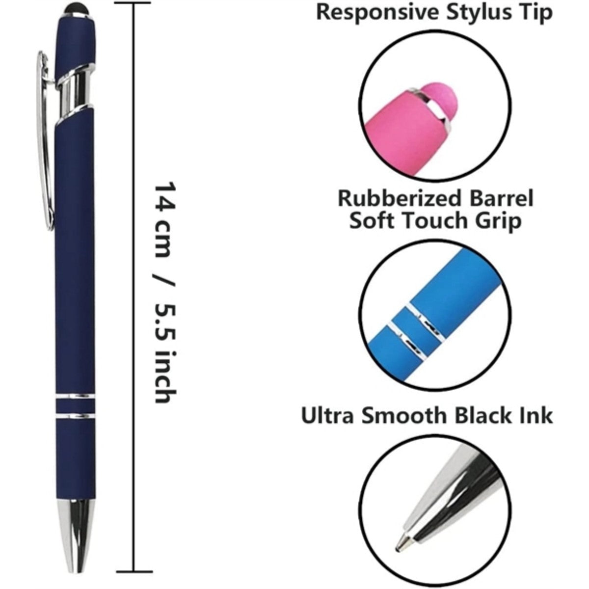 HUPSTL6682 In 1 Colorful Metal Ballpoint Pens With Stylus Tip