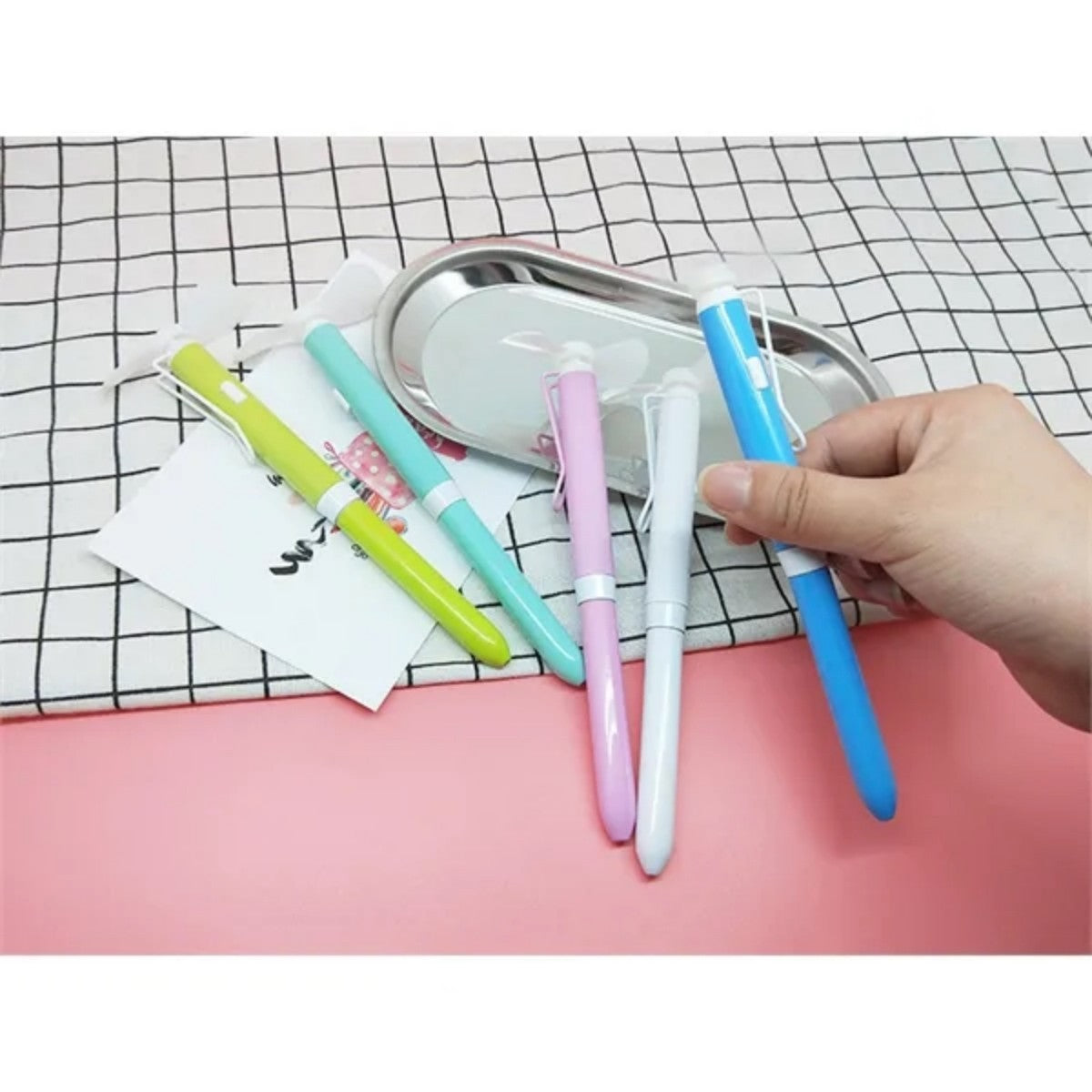 HUPSTL682Handheld Mini Fan With Ballpoint Pen