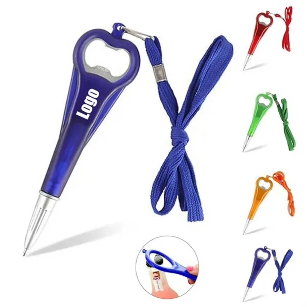 HUPSTL683Multifunction Bottle Opener Ballpoint Pen With Lanyard