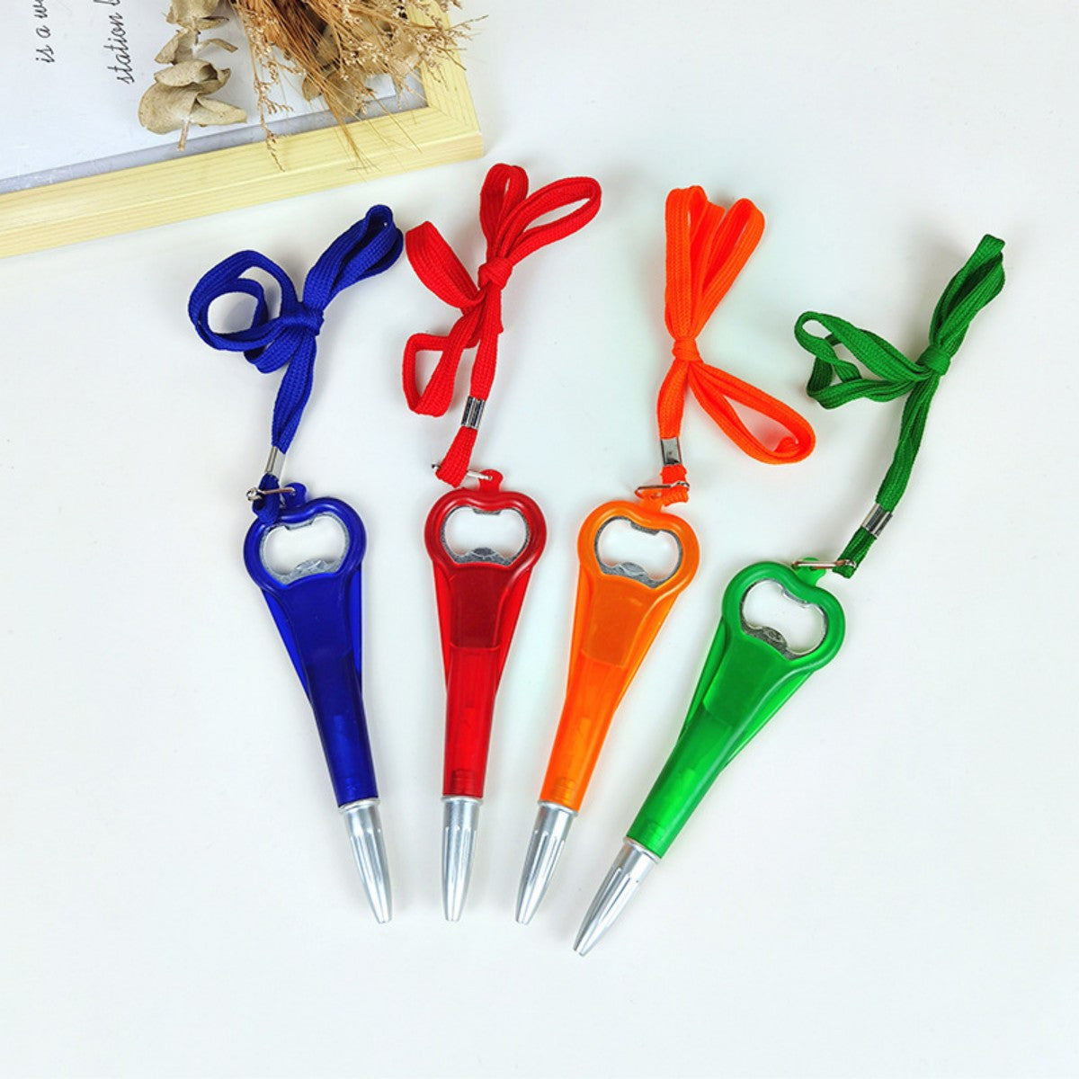 HUPSTL683Multifunction Bottle Opener Ballpoint Pen With Lanyard