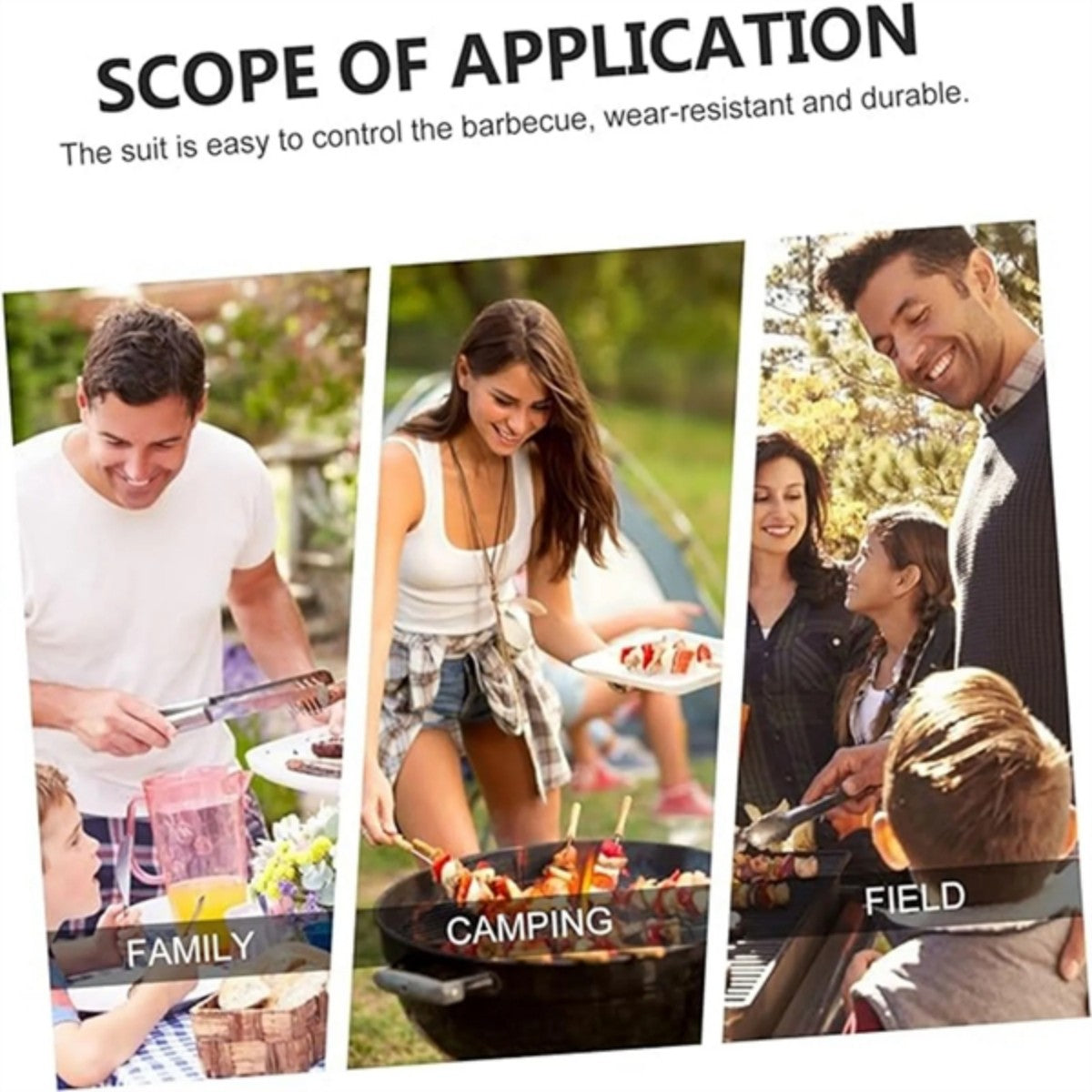 HUPSTL720 8 Piece Accessories Set BBQ Portable Grill with Knife