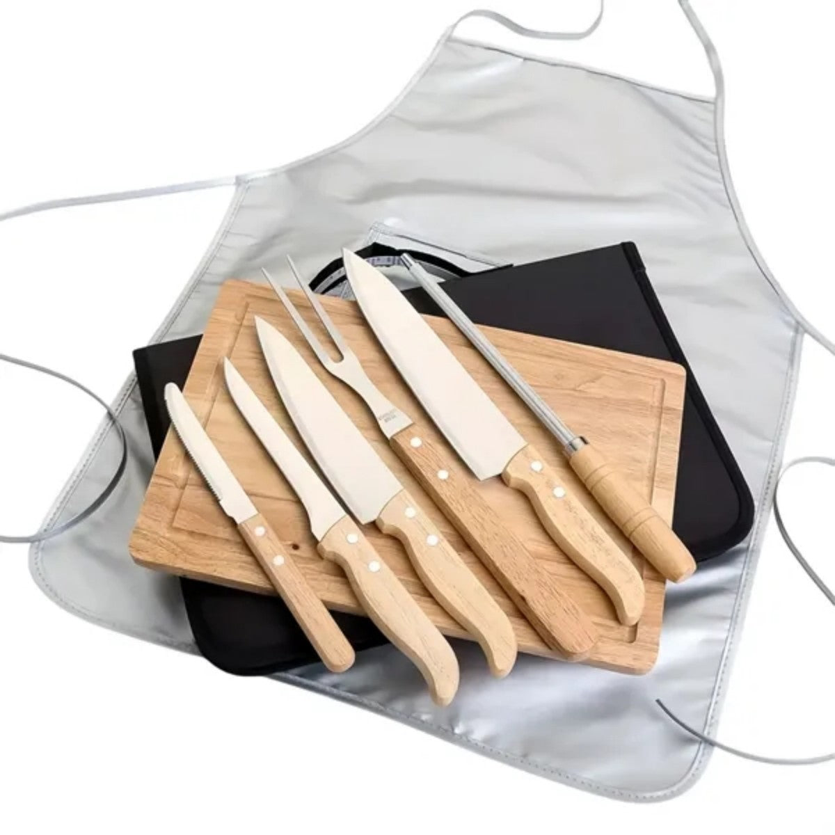 HUPSTL720 8 Piece Accessories Set BBQ Portable Grill with Knife