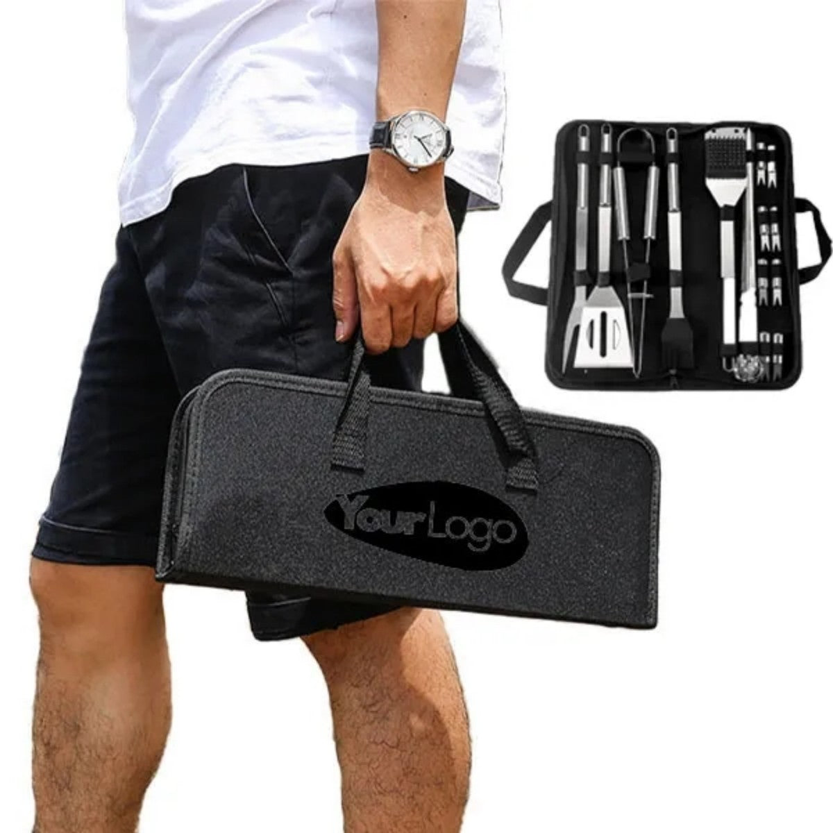 HUPSTL727 Grill Set Steel for Men BBQ Tools Grilling Accessories