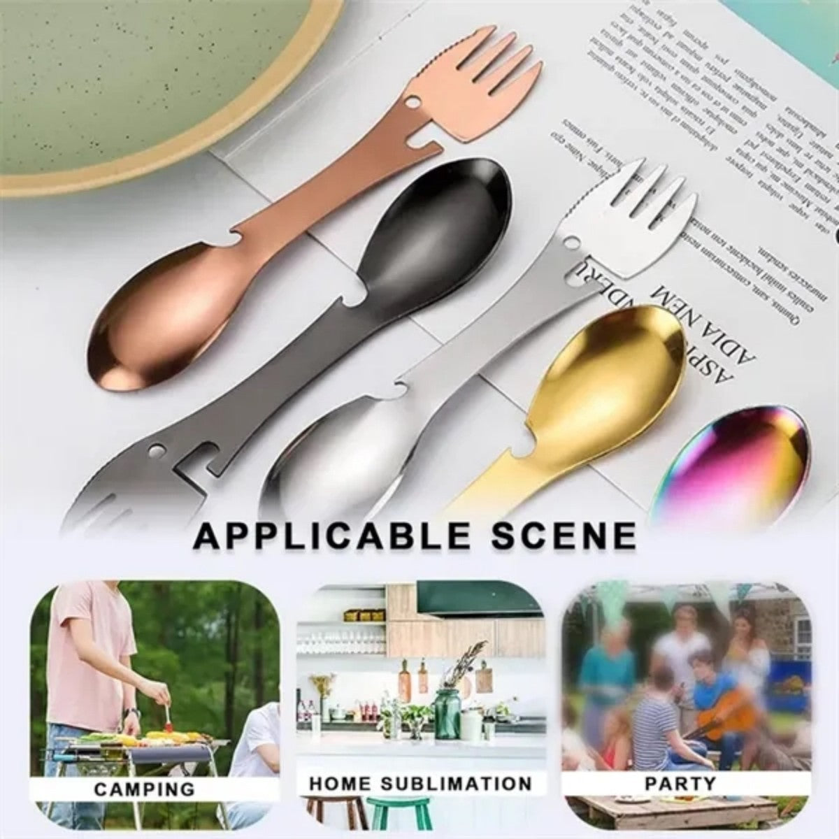 HUPSTL734 Multifunctional Portable Stainless Steel Fork Spoon