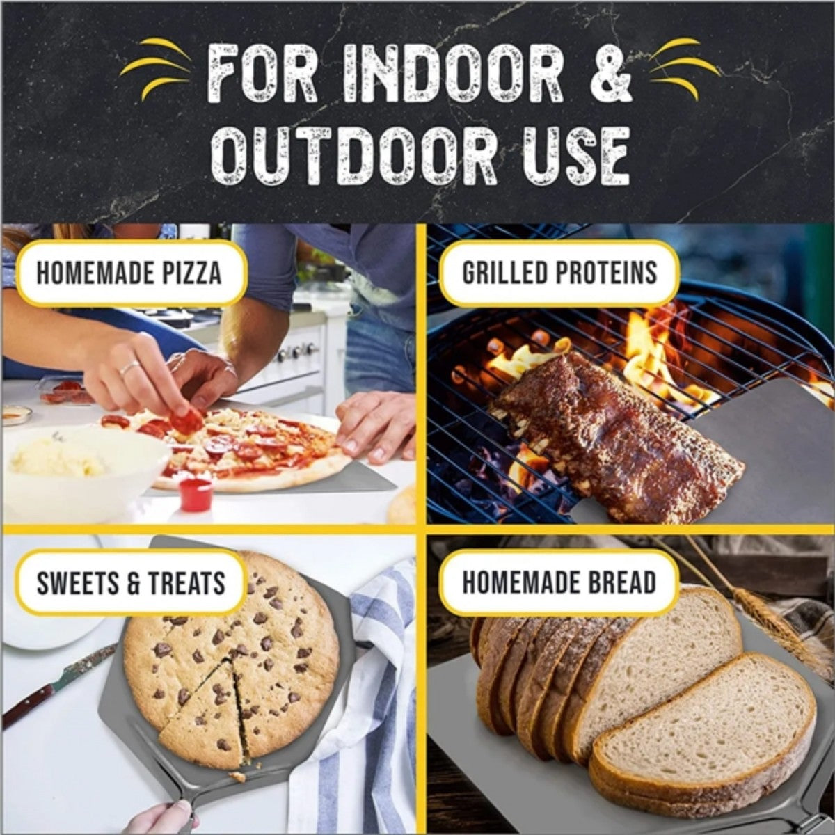 HUPSTL735 Stainless Steel Metal Pizza Paddle With Folding Handle