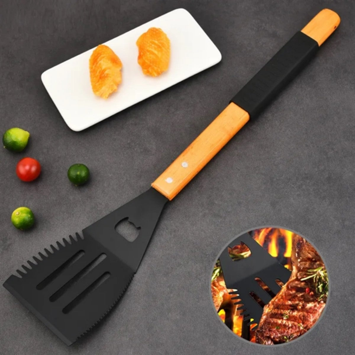 HUPSTL737 Metal Non-stick Grilling Tool Spatula With Bottle Opener
