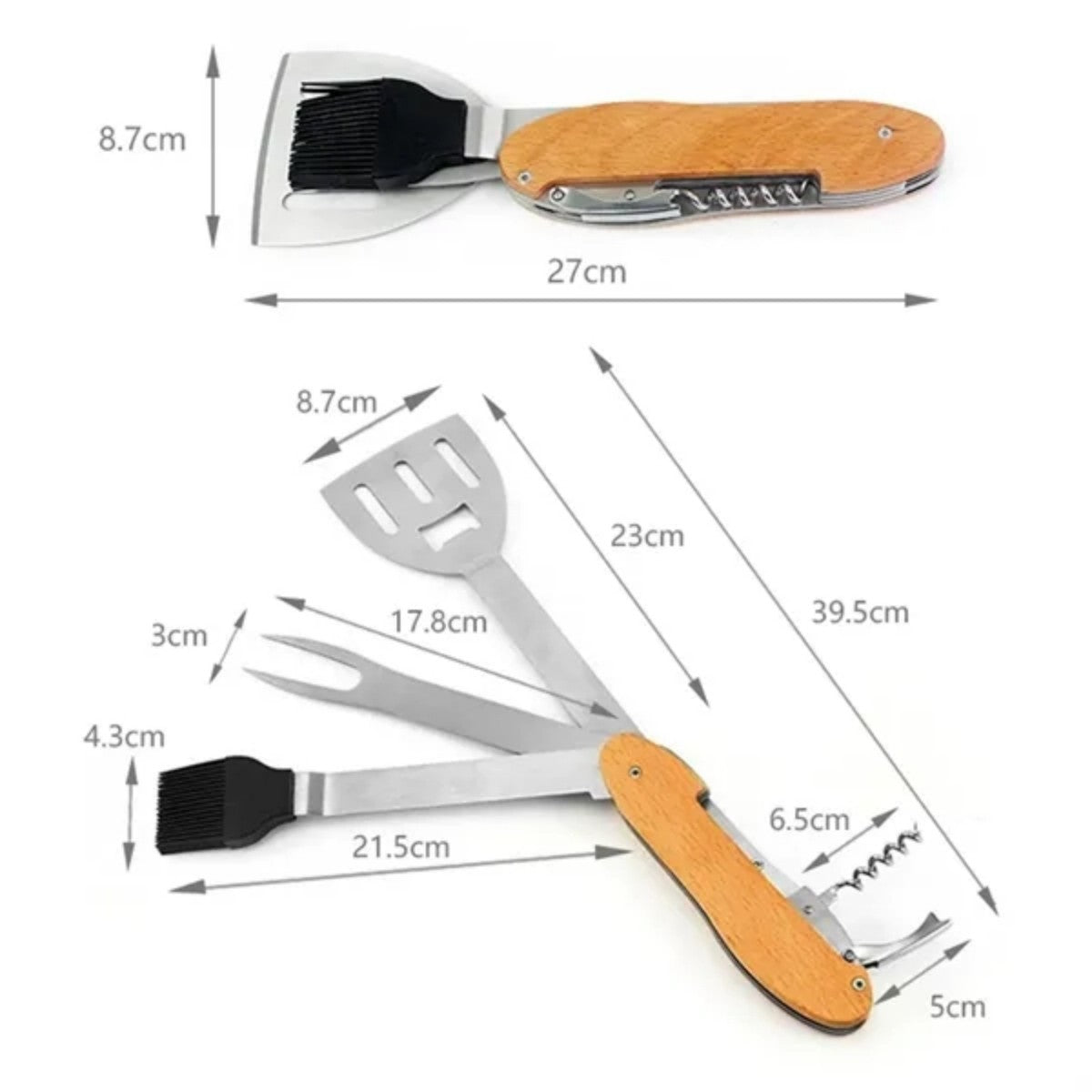 HUPSTL740 5 in 1 Folding BBQ Multi Tool Barbecue Grill Accessories