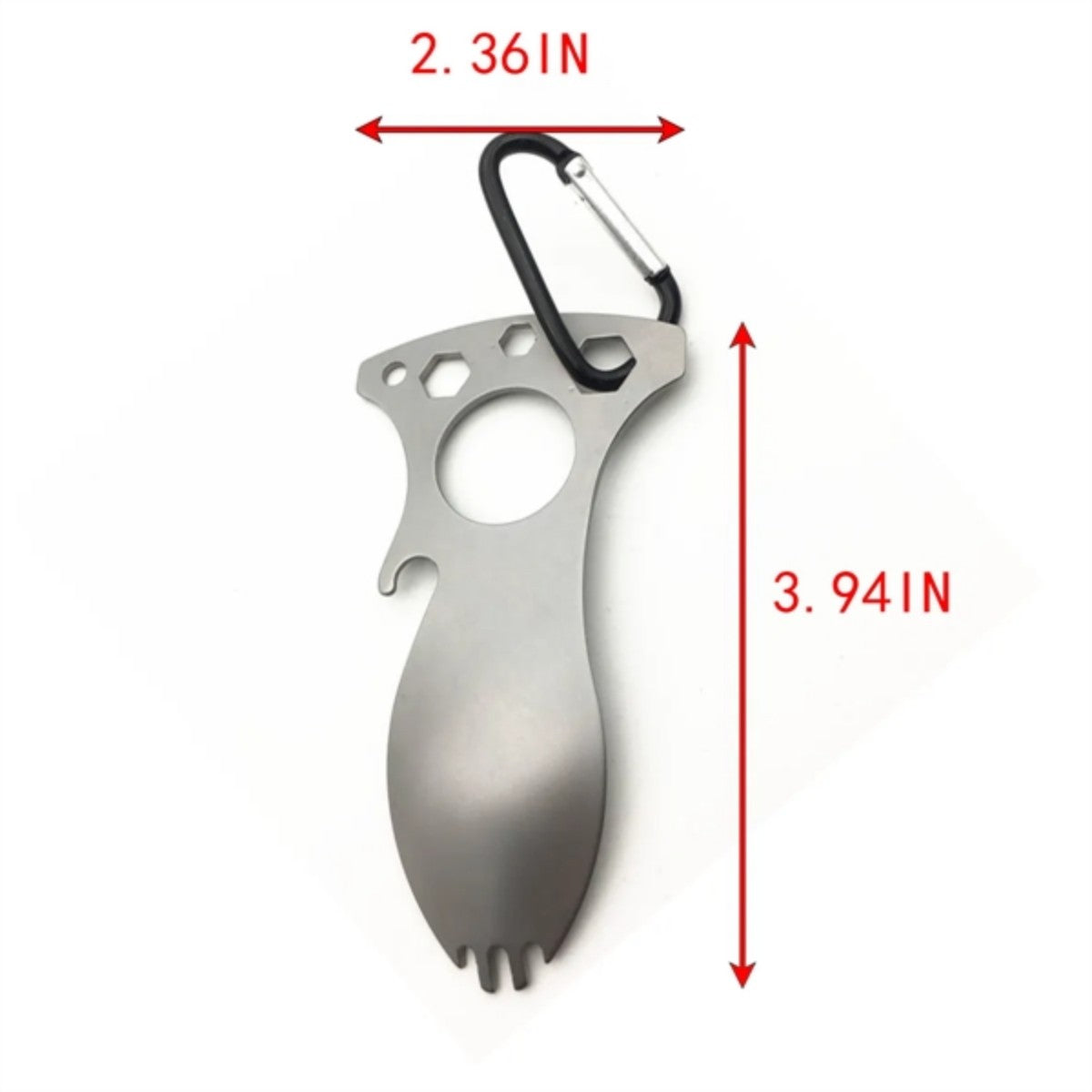HUPSTL748 6 In 1 Multifunctional Spork Eating Tool With Carabiner
