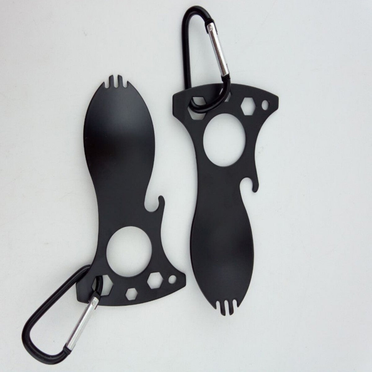 HUPSTL748 6 In 1 Multifunctional Spork Eating Tool With Carabiner
