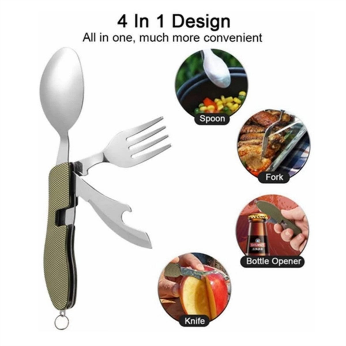 HUPSTL749 Multi-function stainless steel foldable fork spoon knife