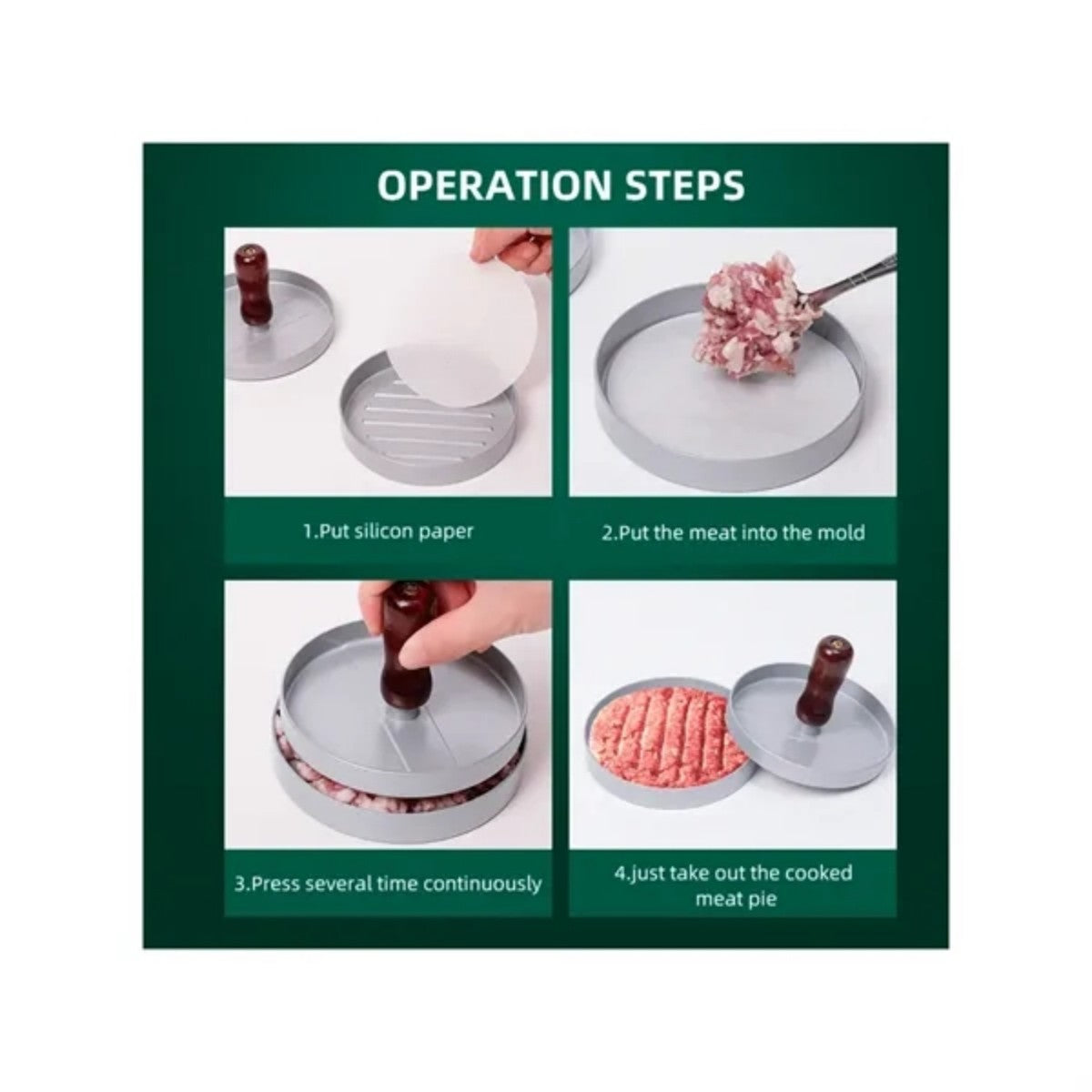 HUPSTL750 Kitchen Portable Meatloaf Burger Press