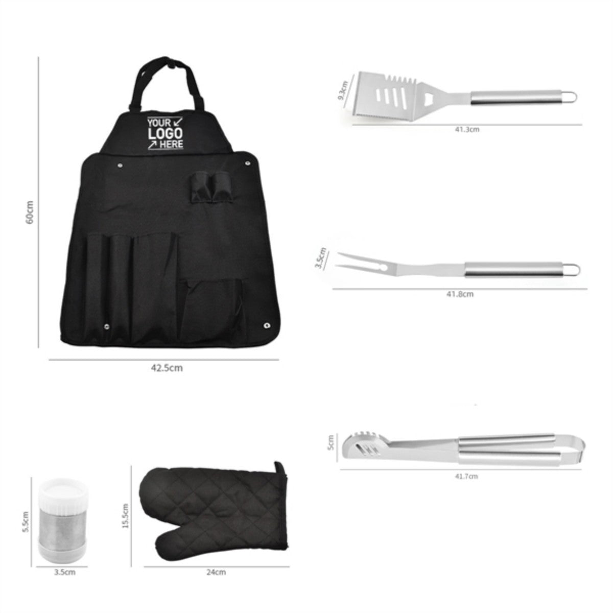 HUPSTL751 7 Pieces BBQ Tool with Apron