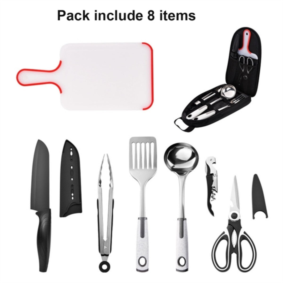 HUPSTL754 8pcs Camp Cooking Utensil Set