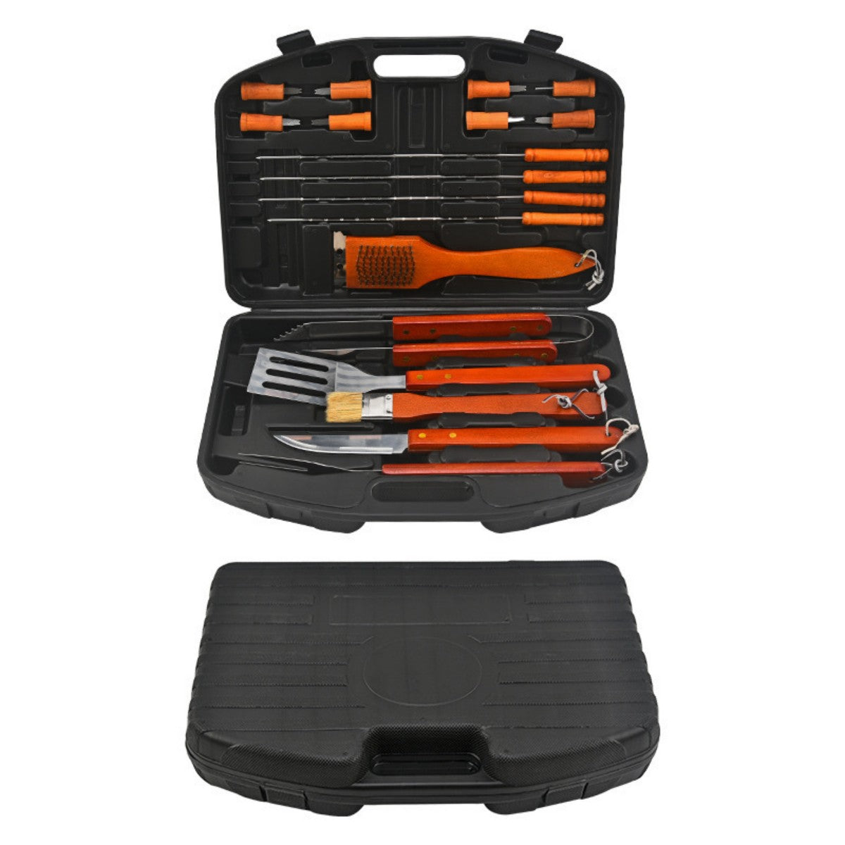 HUPSTL759 Wood Stainless Steel BBQ Tool Set 19 Pieces