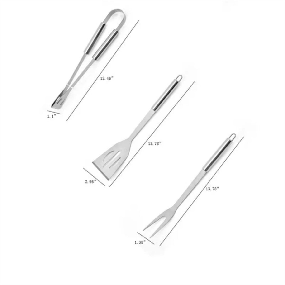 HUPSTL760 Customized Outdoor Spatula Fork Tongs 3-piece Grilling Gifts