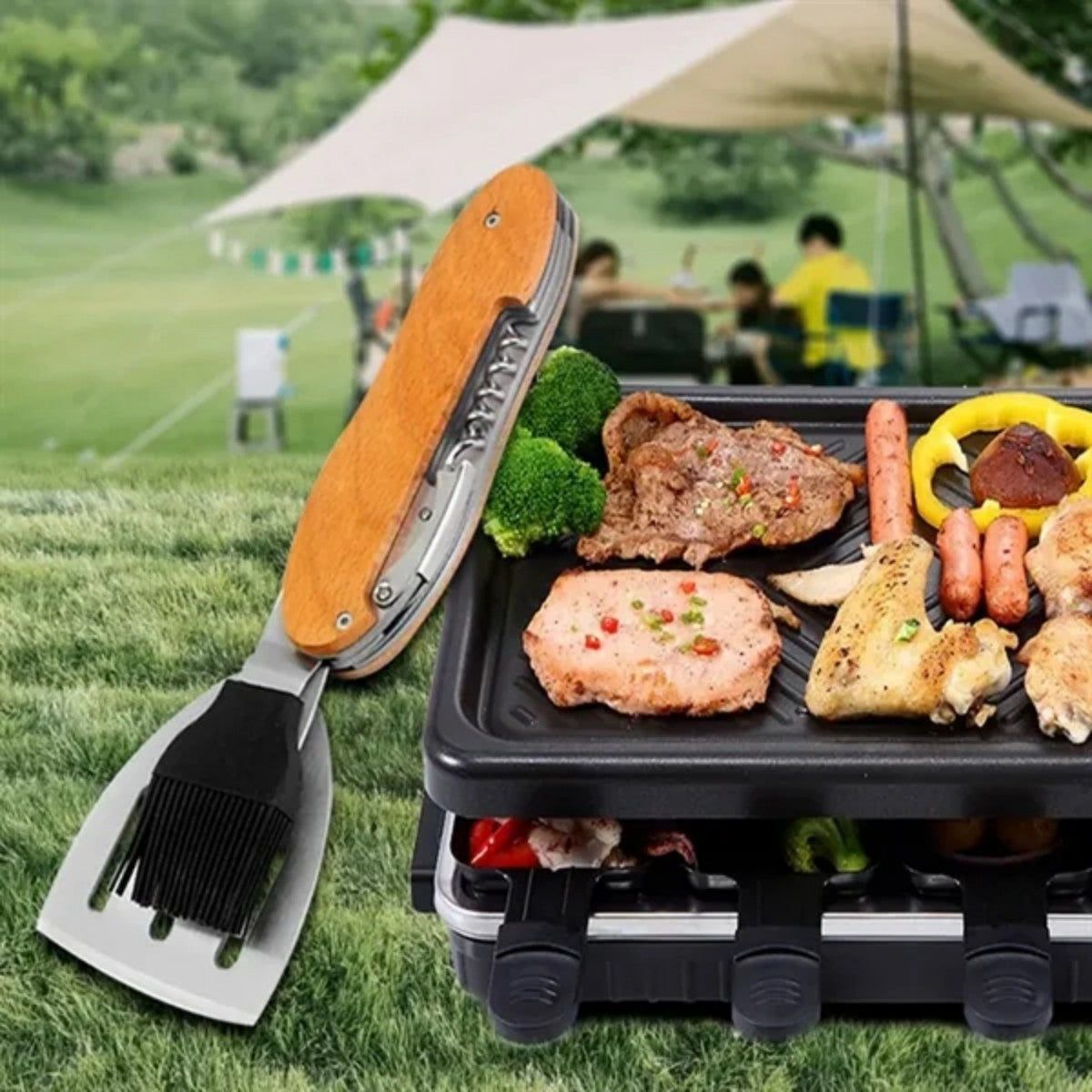 HUPSTL764 5 in 1 Folding BBQ Multi Tool Barbecue Grill Accessories