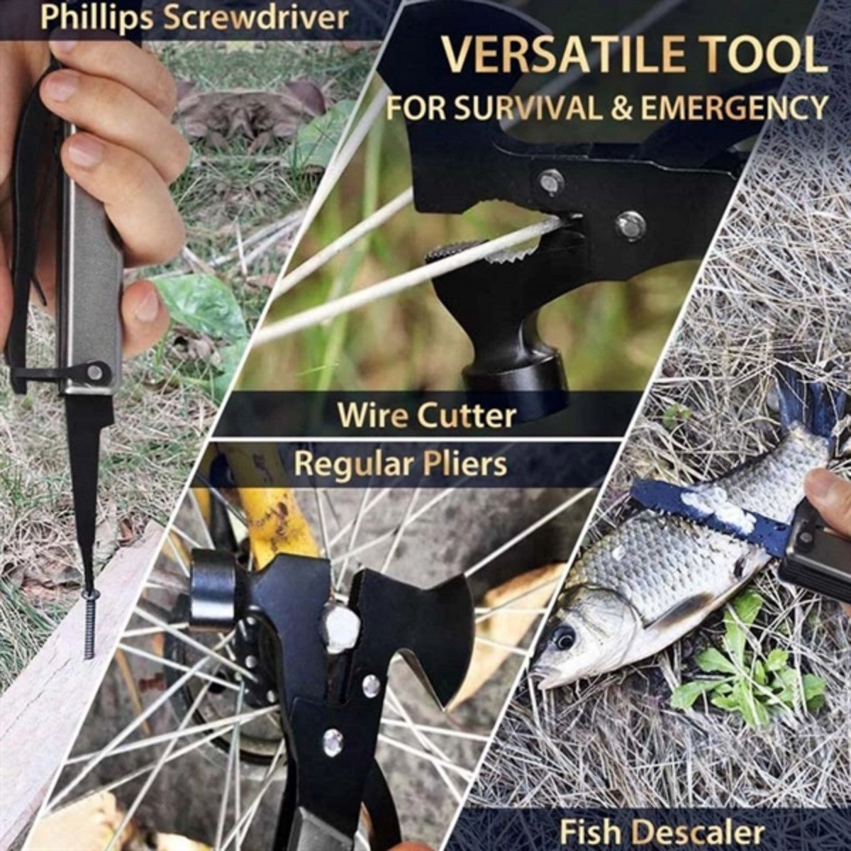 HUPSTL768 14 in 1 Multitool Hatchet Camping Axe Hammer Saw Screwdriver