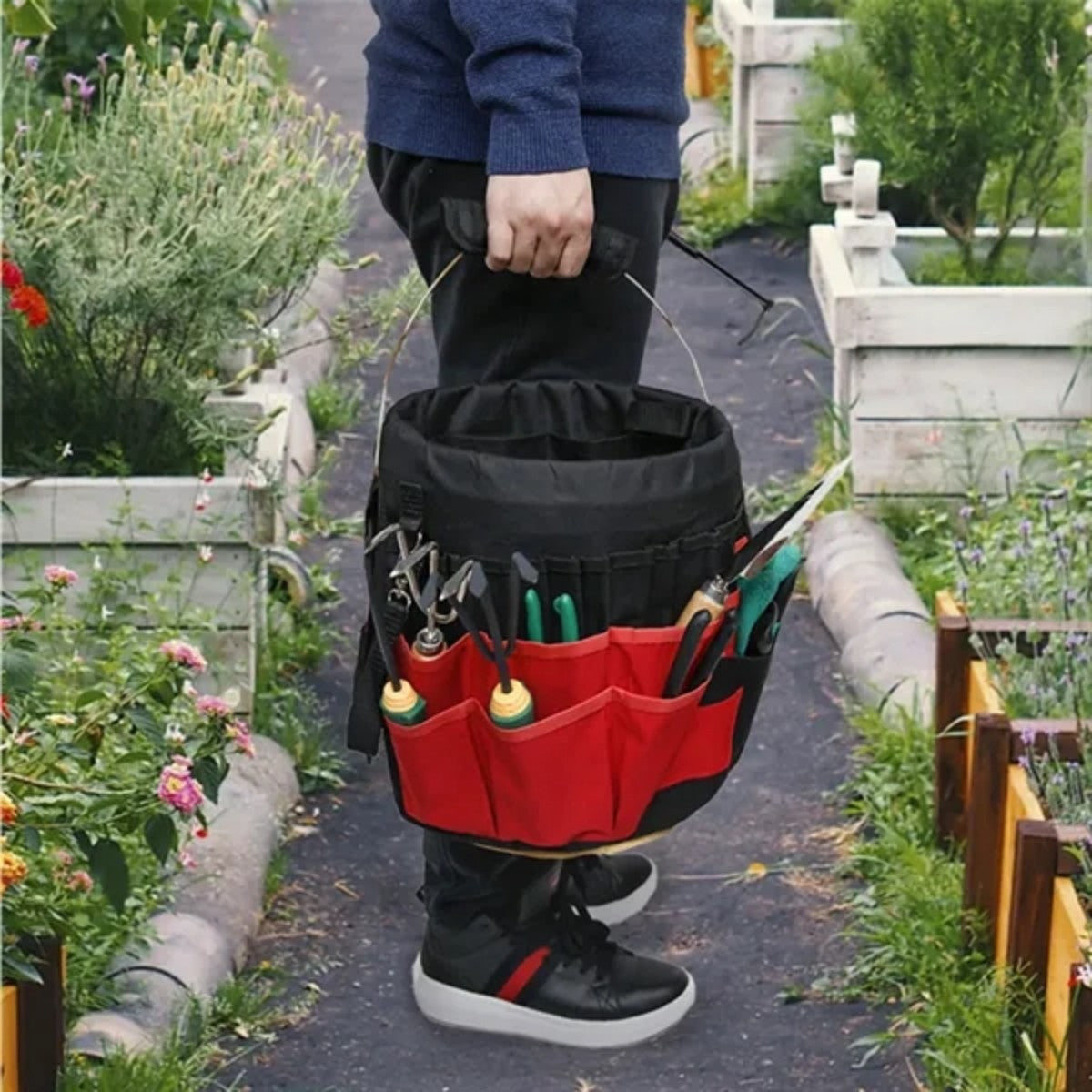 HUPSTL769 Garden Tote Bag Deluxe Tool Storage Organizer with Pockets