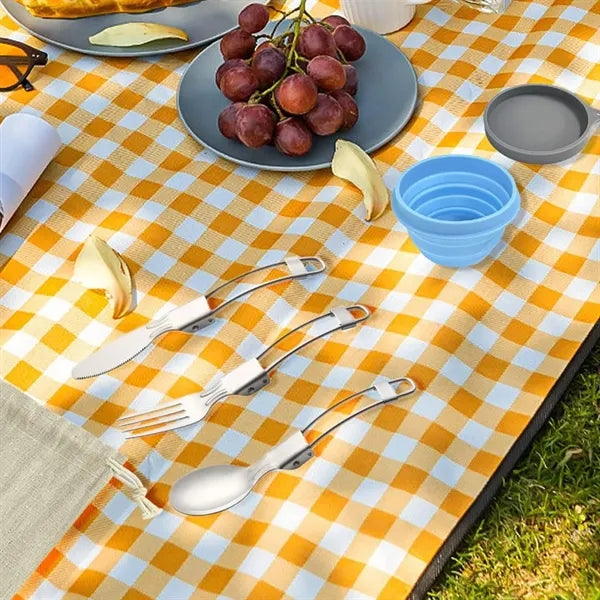 HUPSTL782 304 Stainless Steel Camping Folding Cutlery Set