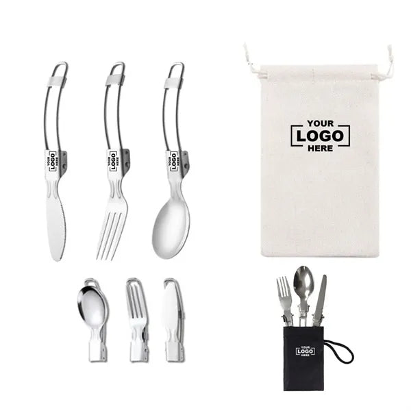 HUPSTL782 304 Stainless Steel Camping Folding Cutlery Set