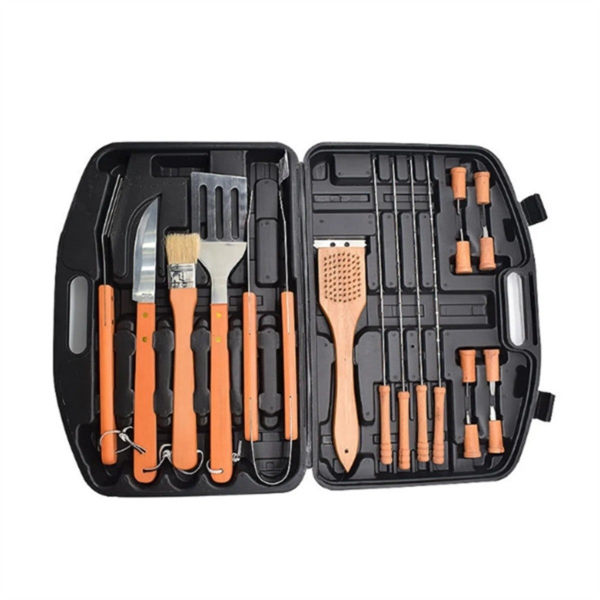 HUPSTL797 19 PCS Wooden Handle Barbecue Tools Set