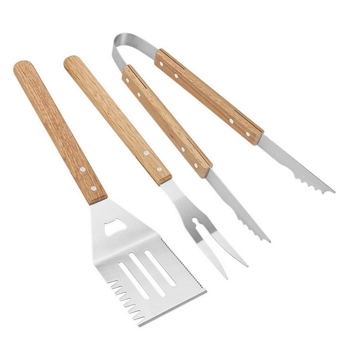 HUPSTL809 3-Piece Bamboo Grilling BBQ Set